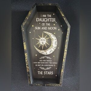 Wood table top daughter of the stars coffin sign decor